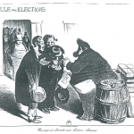 Fig. 25. Honoré Daumier, «Récompense honnête aux électeurs obéissans», in «La Caricature», 17 juillet 1834.