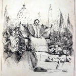 Fig. 28 – S.n., «Non si può più seder su due scranni!», in «Lo Spirito Folletto», 31 luglio 1848, litografia.