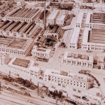 Fig. 14. Mario Stroppa, «Veduta del nuovo stabilimento Pirelli alla Bicocca, a Milano», 1910, carboncino (Collezione privata, Milano)