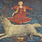 Fig. 07 – Francesco Cossa, «Ciclo dei Mesi. Marzo», 1468-1470 circa, affresco, Sala dei mesi, Palazzo Schifanoia, Ferrara (particolare: i decani di Marzo)